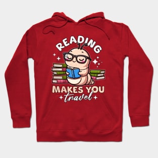 Cute Worm Reading Makes You Travel for Books Lover Hoodie